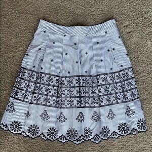 Talbots Black and White Embellished A-Line Skirt